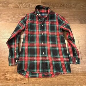 Vineyard Vines Plaid Flannel Button Down Shirt Boys Size M Holiday Christmas
